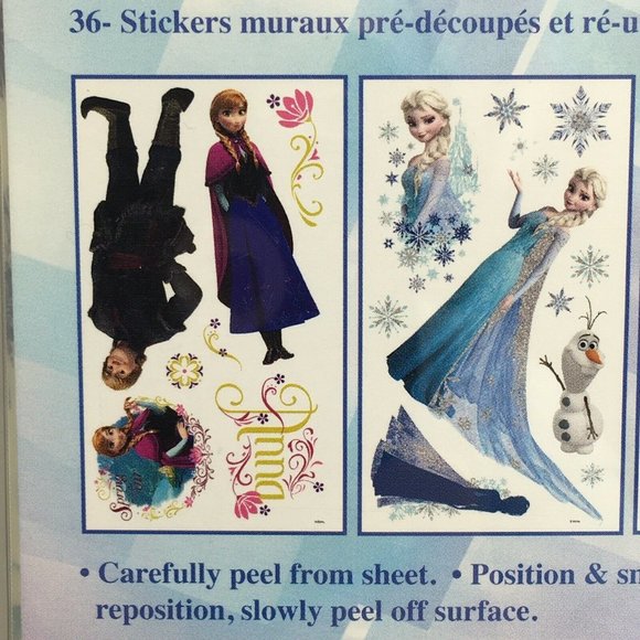 Disney Frozen 36 Wall Decals Removable Repositionable Glitter Elsa Anna Olaf New - Picture 8 of 12
